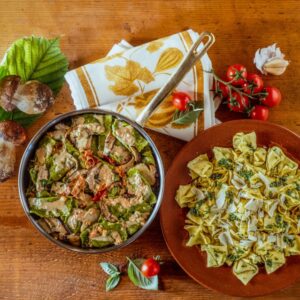 TAVOLATA MENÙ RAVIOLI CON PORCINI E FAGOTTINI AL PESTO - 4388