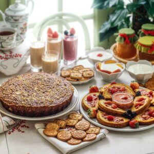 COLAZIONE TORTA DI BISCOTTI E NOCCIOLE, CROSTONI ALLE FRAGOLE E FRULLATI - 2918