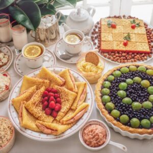 CREMA SICILIANA, CREMA BISCOTTO, BURRO E MIELE, TORTA ALSAZIANA, MATTONELLA DI CRACKERS, CREPES, AL BURRO E LAMPONI - GR2066 - 2720