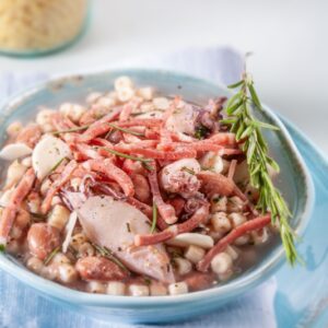 DITALINI CON FAGIOLI MORTADELLA CALAMARETTI AGLIO E ROSMARINO - 2830