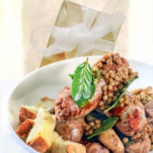 SALSICCETTE CON CASTAGNE, LENTICCHIE E ALLORO - 3243