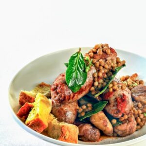 SALSICCETTE CON CASTAGNE LENTICCHIE E ALLORO COPIA - 3240