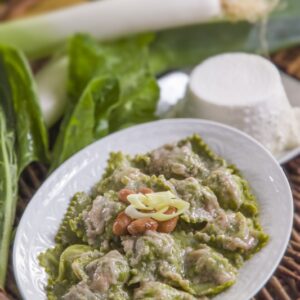 RAVIOLI VERDI CON PORRI E BORLOTTI - 3970