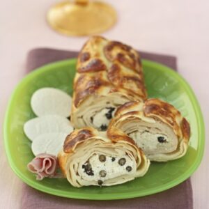 ROTOLO DI CROXETTI CON PROSCIUTTO COTTO CAPRINI AL PEPE VERDE - 1956