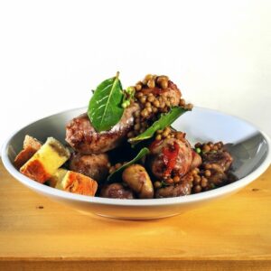 SALSICCETTE CON CASTAGNE LENTICCHIE E ALLORO- 3237