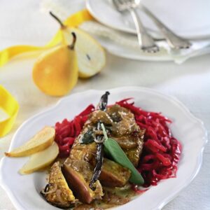 PETTO D'OCA CON SALSA DI PERE ALLA VANIGLIA E CAVOLI ROSSI AL PROSECCO - 3931