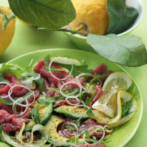 CARPACCIO CON AVOCADO PORRI LIMONE E PEPE - 4097