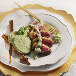 PETTO DOCA CON CREMA E DIISCHETTI DI FLAN DI BROCCOLI E CANNELLA - 4282