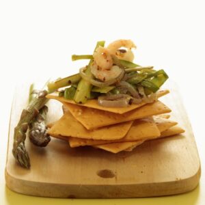 CRACKER CON GAMBI E BUCCE DI ASPARAGI CON CIPOLLA PANE E GAMBERETTI - 4923