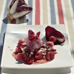 CARPACCIO CON RADICCHIO LAMPONI OLIO ACETO CIPOLLA ROSSA LESSA ALL'ACETO - 5763