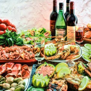 TAVOLATA CUCINA SARDA, PROSCIUTTO, ARAGOSTA ALLA MARINARA, ANTIPASTI, AGNELLO,