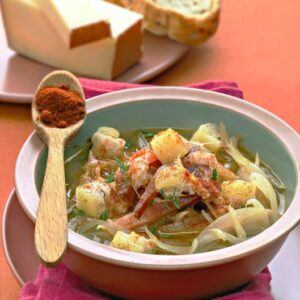 ZUPPA DI CIPOLLA ALLO SPECK COTTO CON CROSTINI AL FORMAGGIO, TIMO E PAPRICA - 6277