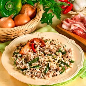 RISOTTO CON PANCETTA PEPERONI E POLPA DI MAIALE - 629