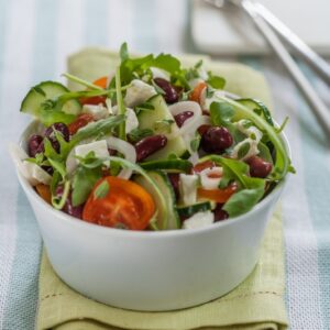 INSALATA MISTICANZA, FAGIOLI ROSSI, CETRIOLI, FETA - 7296
