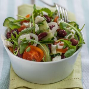 INSALATA MISTICANZA, FAGIOLI ROSSI, CETRIOLI, FETA - 7298