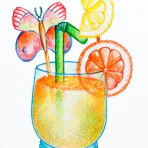 .COCKTAIL ALLA ARANCIA  E LIMONE DECORO FARFALLA CANNUCCIA - 9618