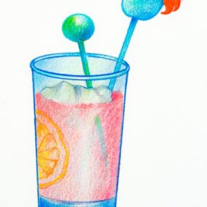 COCKTAIL CON FESTONE IN TUMBLER ARANCIO GHIACCIO AGITATORE