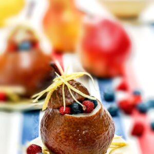 PERE AL FORNO CON SORBETTO E FRUTTA - 0853