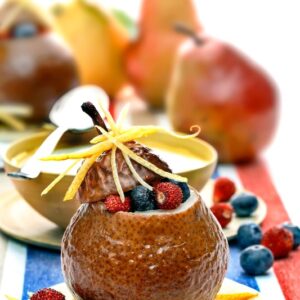 PERE AL FORNO CON SORBETTO E FRUTTA - 0855