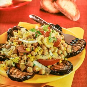 INSALATA DI MELANZANE, CECI, POMODORI, INDIVIA BELGA - 4682