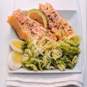 TERRINA DI POLENTA E SALMONE CON VERZA E PORRI - S 2504519 - 8534