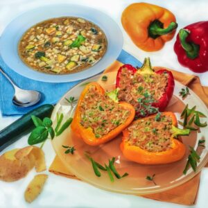 MINESTRA DI ZUCCHINE AL PISTOU, PEPERONI RIPIENI - S 3100 - 8301