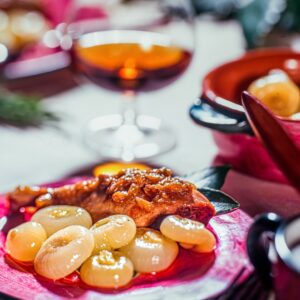 S649701 FARAONA AL BRANDY CON CIPOLLINE GLASSATE