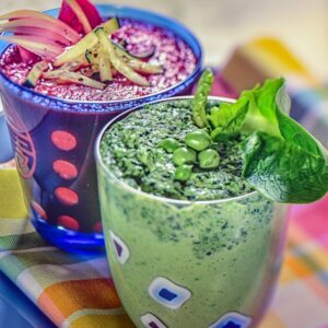 S 0304053 SMOOTHIES, VERDE BICOLORE LATTUGA E PISELLI, ROSSO, PO