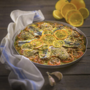 TORTA SALATA CON PATATE POMODORI SARDI ARINGHE E PANGRATTATO - 4830