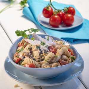 FUSILLI AL DENTICE CON POMODORI CAPPERI PANGRATTATO - 4682