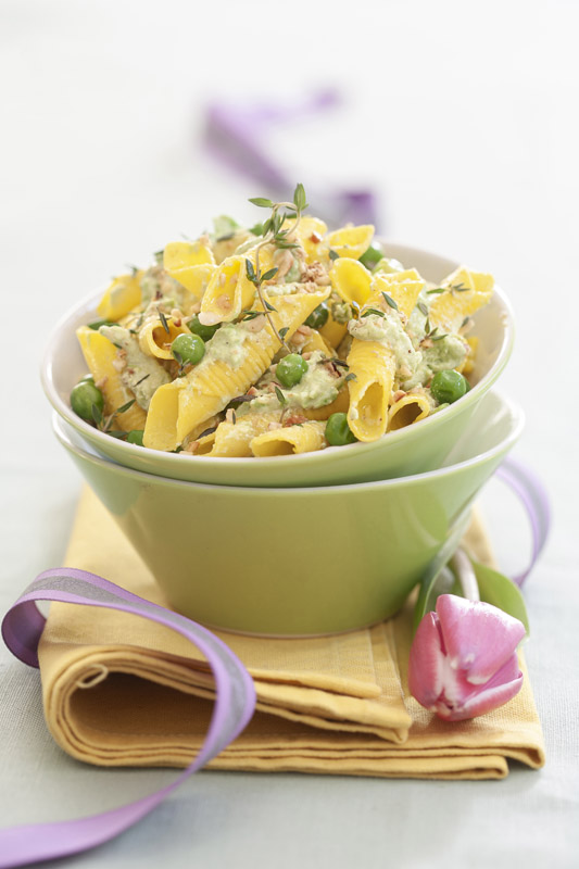 GARGANELLI ALLO ZAFFERANO CON CREMA DI PISELLI - 0379
