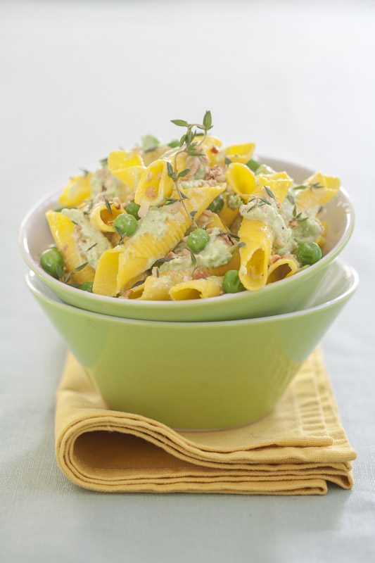 GARGANELLI ALLO ZAFFERANO CON CREMA DI PISELLI - 0382