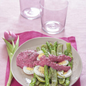 PIATTONI E ASPARAGI CON CREMA DI PANNA E BARBABIETOLA - 9169