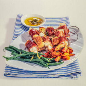 SPIEDINI DI CODA DI ROSPO AL PROSCIUTTO - 3157