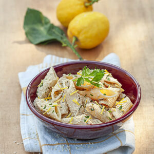 PENNE ALLA CREMA DI SESAMO LIMONE, CIPOLLOTTI PREZZEMOLO - 0666