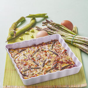 CLAFOUTIS CON ASPARAGI FAVE E SPECK - 0524