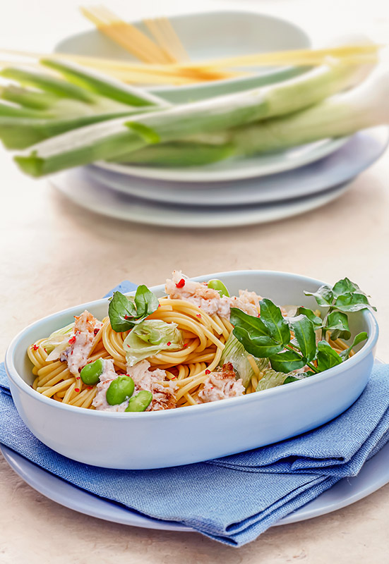 SPAGHETTI AL GRANCHIO E FAVE - 0532