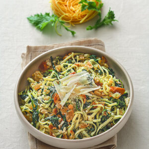 TAGLIERINI CON CIME DI RAPA PANE ABBRUSTOLITO PECORINO AGLIO - 0045
