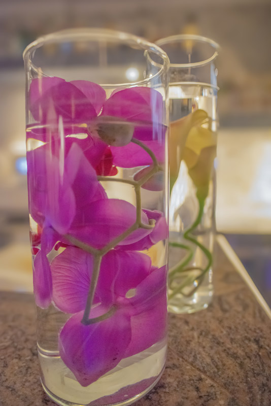 DECOR SEGNAPOSTO - BICCHIERI CON ORCHIDEE IN GELATINA - 6265