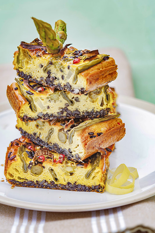 CLAFOUTIS CON PANNA RISO VENERE TACCOLE ASPARAGI PORRI PEPE ROSA - 1654