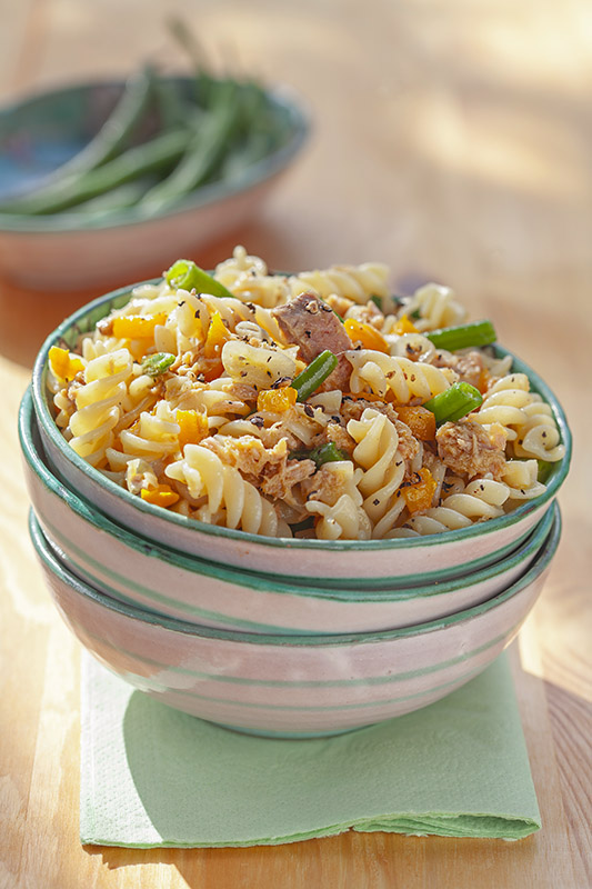 FUSILLI CON TONNO AL NATURALE PEPERONI GIALLI SCALOGNO FAGLIOLINI PEPE - 1013