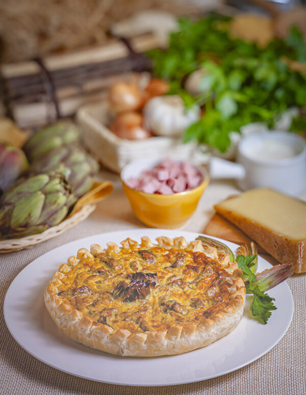 TORTA DELICATA CON CARCIOFI, PROSCIUTTO E FORMAGGIO - 1065