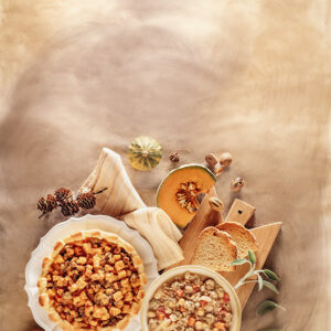 TORTA SALATA CON ZUCCA E PROSCIUTTO COTTO, ZUPPA CON ZUCCA, RISO, ORZO E POLPETTINE - 7308