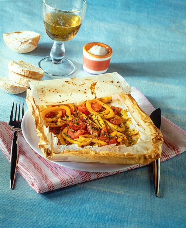 CUCINA AL CARTOCCIO - TOTANI E POMODORI CON SEMI DI FINOCCHIO E PREZZEMOLO - 3141