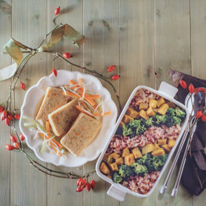 PIROFILA DI ORZOTTO CON BROCCOLI E ZUCCA E SFORMATO DI CECI CON CAROTE E  CIPOLLOTTI - 4109