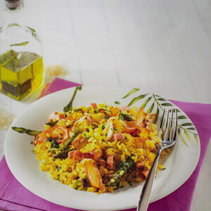 RISOTTO CON PANCETTA ASPARAGI CIPOLLOTTI E ZAFFERANO - 4159