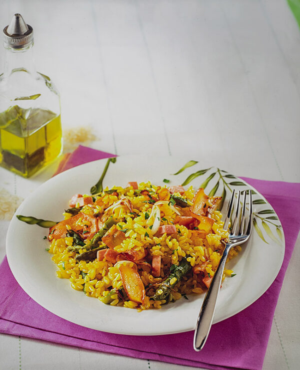 RISOTTO CON PANCETTA ASPARAGI CIPOLLOTTI E ZAFFERANO - 4159