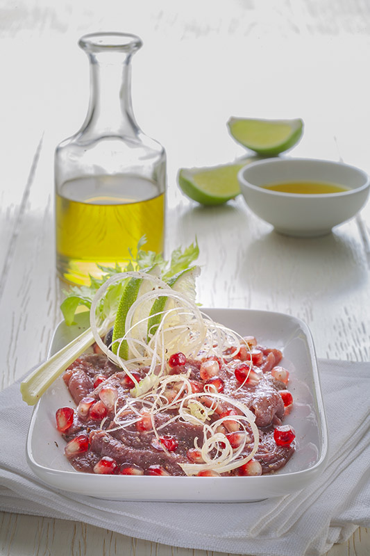 CARPACCIO DI PETTO D'ANATRA CON VINAIGRETTE AL LIME, MELOGRANO E SEDANO - 1951