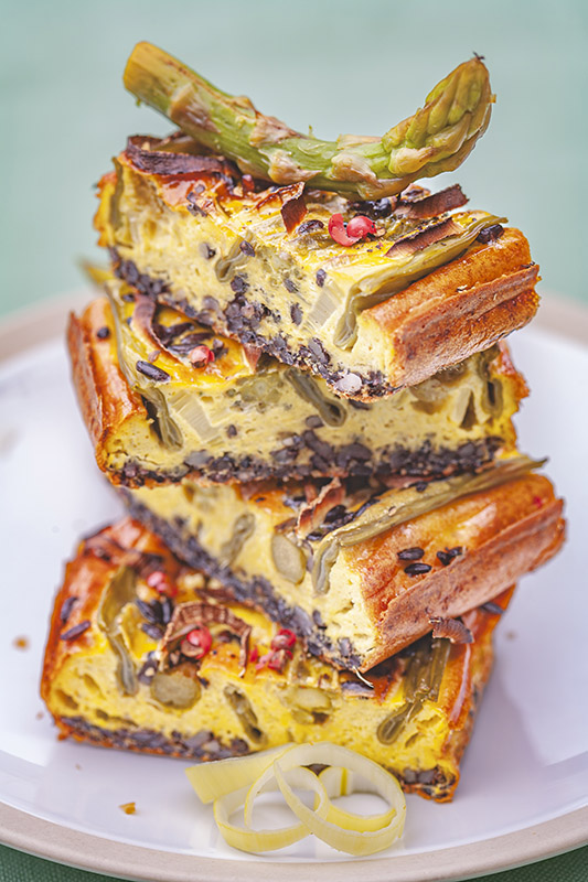 CLAFOUTIS CON PANNA RISO VENERE  TACCOLE  ASPARAGI PORRI PEPE ROSA - 1659