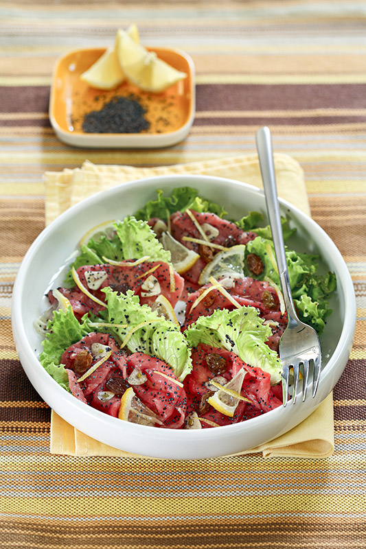 CARPACCIO CON INSALATA AGLIO LIMONE SEMI DI PAPAVERO - 7236